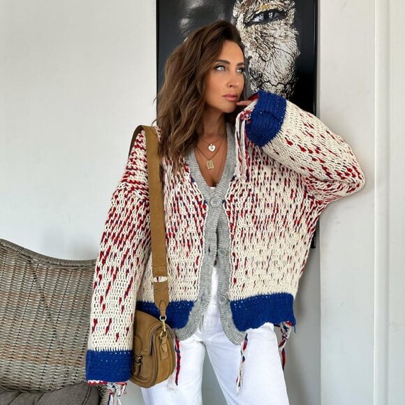 Zara Fringed Knit Wool Blend Cardigan - Picture 1 of 10